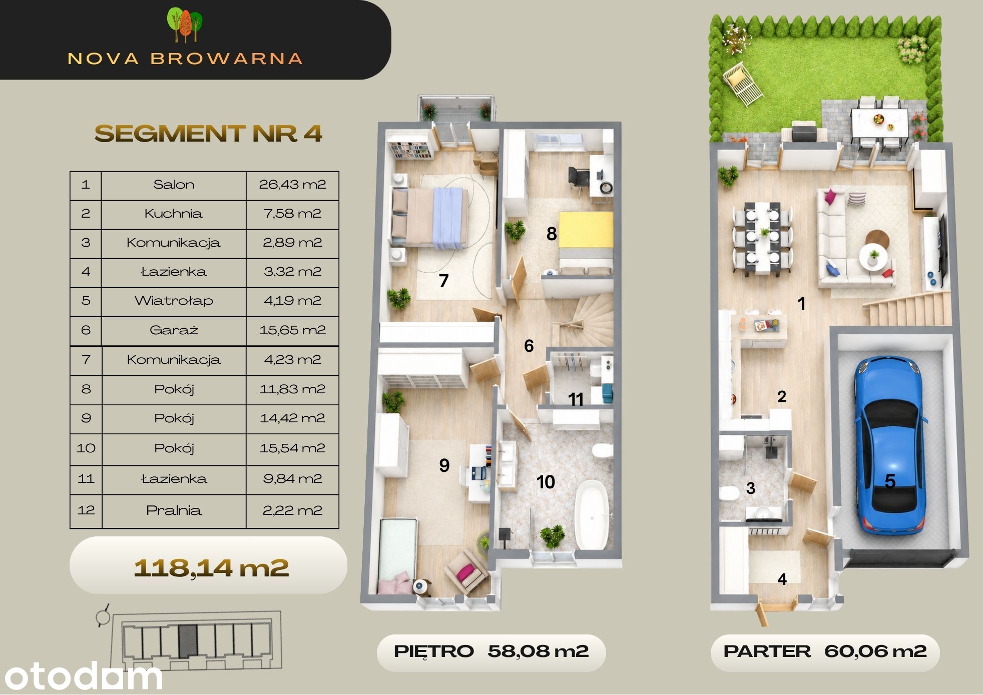 Segment nr 4 — 118,14 m² · parter i piętro